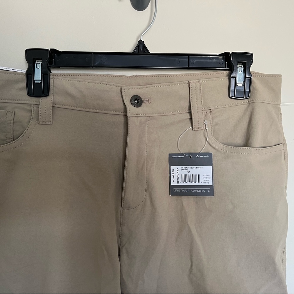 NWT Eddie Bauer Travex Horizon Guide 5-Pocket Pants Lt Khaki 12 (Retail $80)
